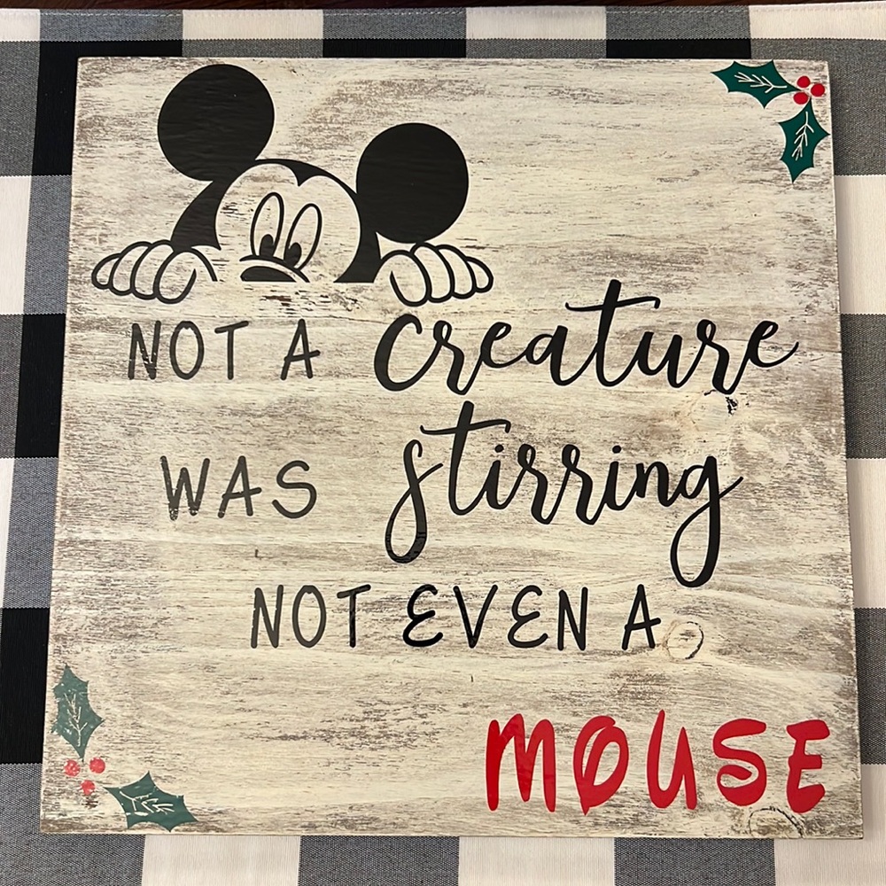 Custom Mickey Mouse Not A Creature Was Stirring Not Even A Mouse Christmas Wood